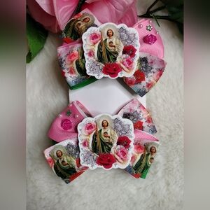 Pink and Multicolor Kids Religious Hair Bow